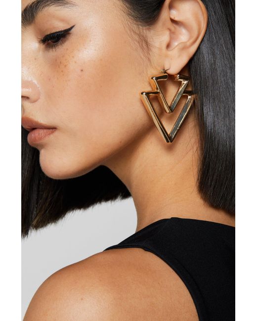 Nasty Gal Black Large Double Triangle Drop Earrings