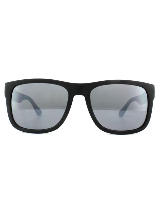 Tommy Hilfiger Gray Rectangle Black Grey Mirror Sunglasses for men