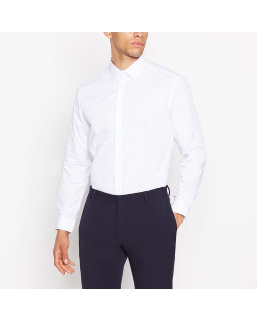 DEBENHAMS White Easy Iron Long Sleeve Slim Fit Shirt for men