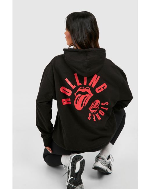 Boohoo Red Rolling Stones Licence Back Print Oversized Hoodie