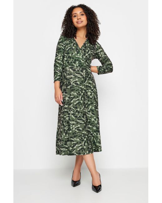 M&CO. Green Petite Animal Print Wrap Dress