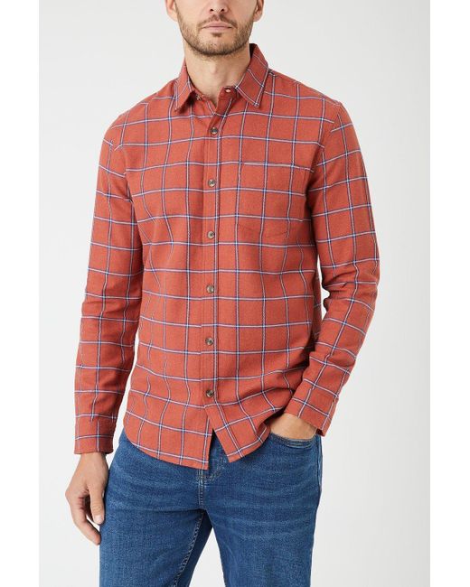 Mantaray Red Twill Box Check Shirt for men
