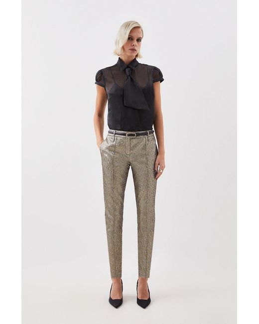 Petite Tailored Compact Stretch Slim Leg Dress Pants | Karen Millen