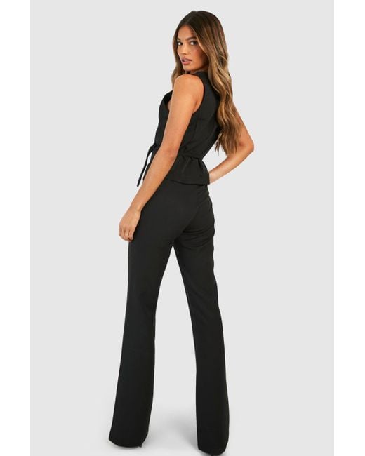 Boohoo Blue Seam Detail Fit & Flare Trousers
