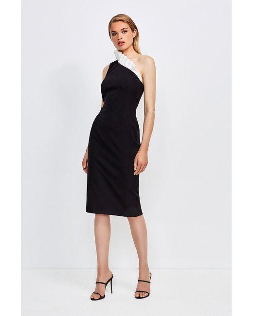 Karen Millen Black Asymmetric Ruffle Dress