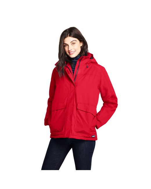 Lands' End Red Petite Squall Hooded Insulated Jacket