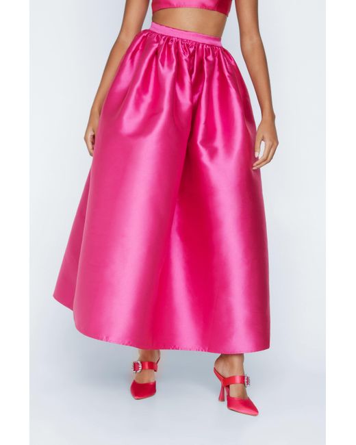 Nasty Gal Pink Premium Satin Structured Maxi Skirt