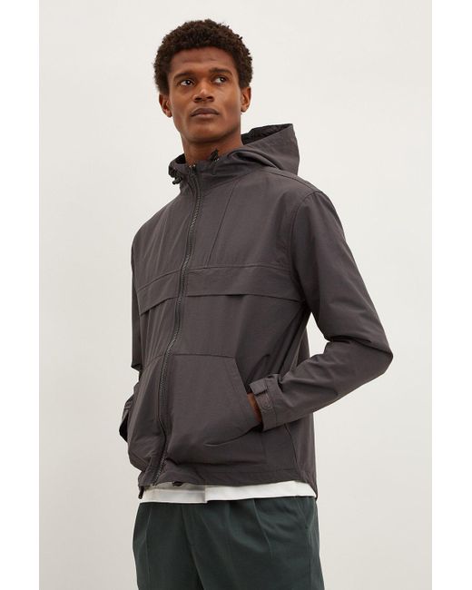 Burton Gray Grey Hooded Solid Tech Jacket for men