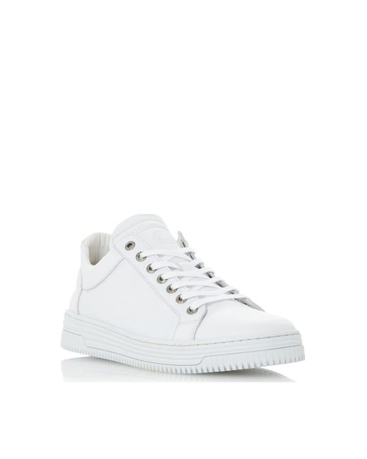 Dune White 'temmpo' Leather Trainers for men