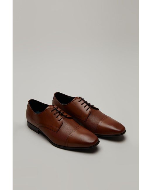 Burton Brown Tan Leather Cap Toe Derby Shoes for men