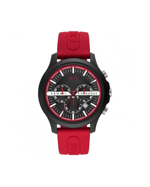 Armani Exchange Red Nylon Fashion Analogue Quartz Watch - Ax2436 for men