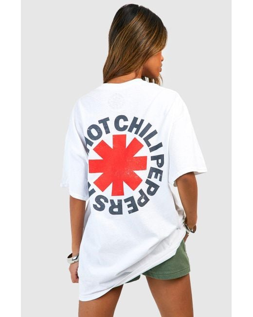 Boohoo White Red Hot Chili Peppers Oversized License Band T-shirt