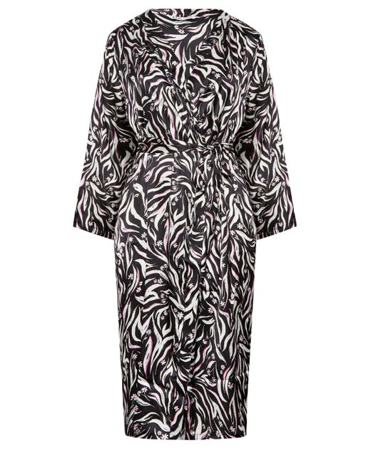 Yours Black Printed Dressing Gown
