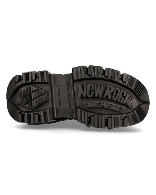 New Rock Black Metallic Leather Military Boots- Mili083cct-c4