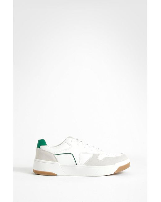 Boohoo White Contrast Gum Sole Tennis Trainers