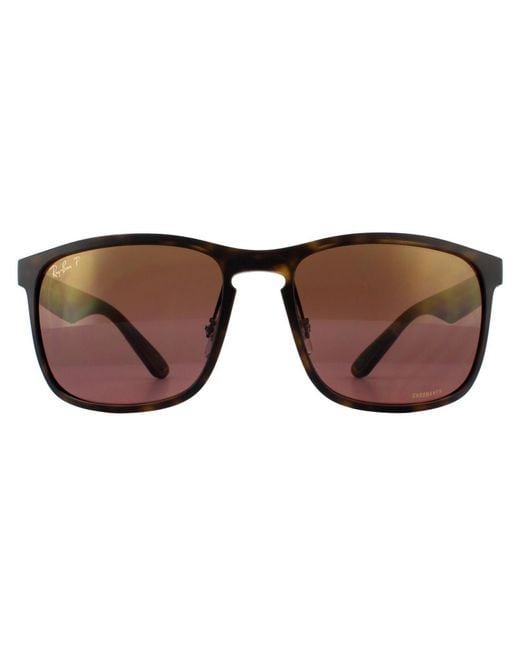 Ray-Ban Square Matte Havana Brown Polarized Mirror Chromance Rb4264 Sunglasses for men
