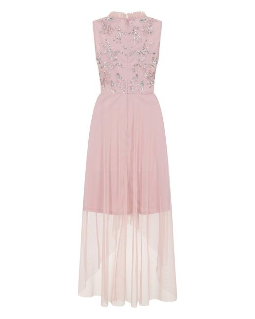 Amelia Rose Pink Embellished High Low Dress