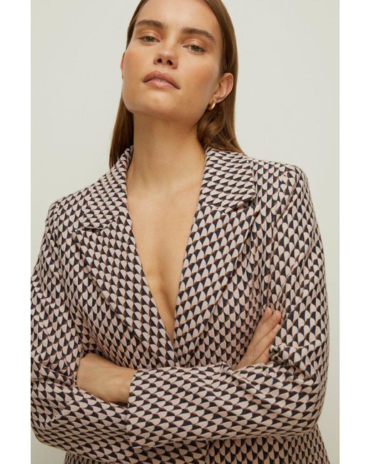 Oasis Natural Geo Jacquard Tailored Blazer Co-ord
