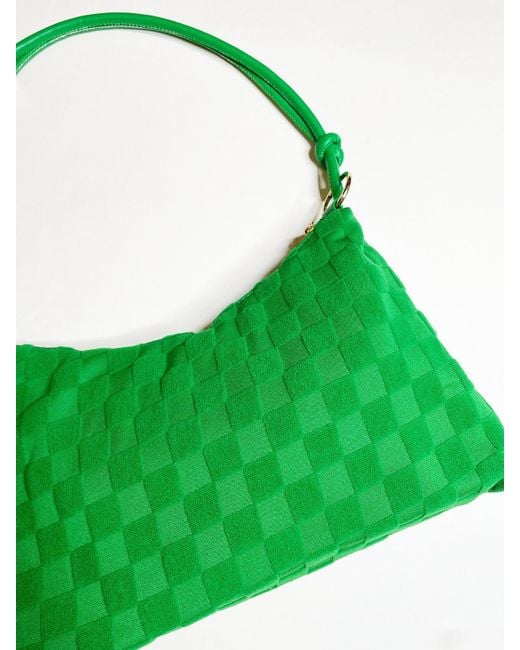 SVNX Green Medium Handbag In Checked Cloth