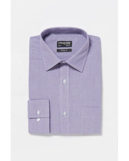 DEBENHAMS Purple Lilac And White Striped Classic Fit Shirt for men