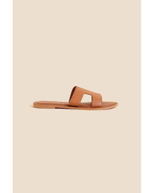 Accessorize Natural Wide Fit Cut-out Leather Sliders