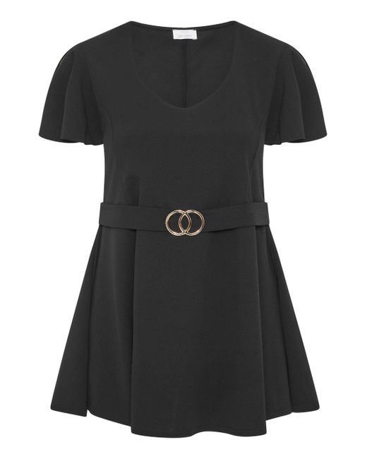 Yours Black Belted Peplum Top