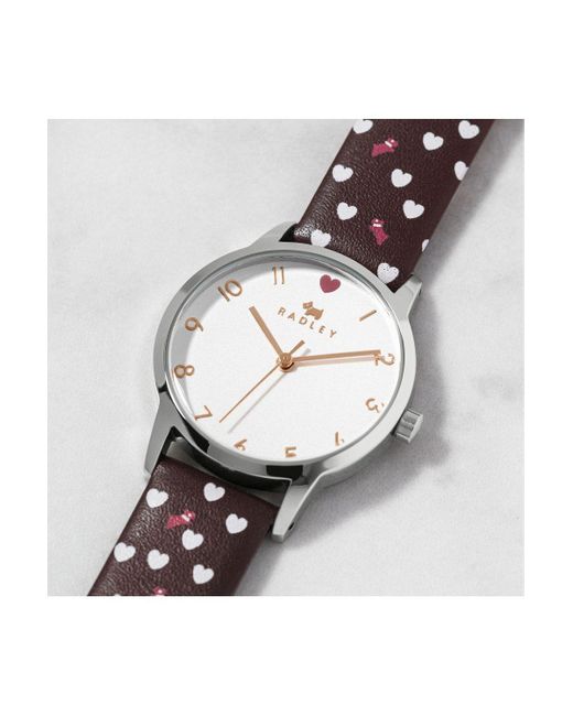 Radley White Dog And Heart Print Stainless Steel Fashion Analogue Watch - Ry2941a