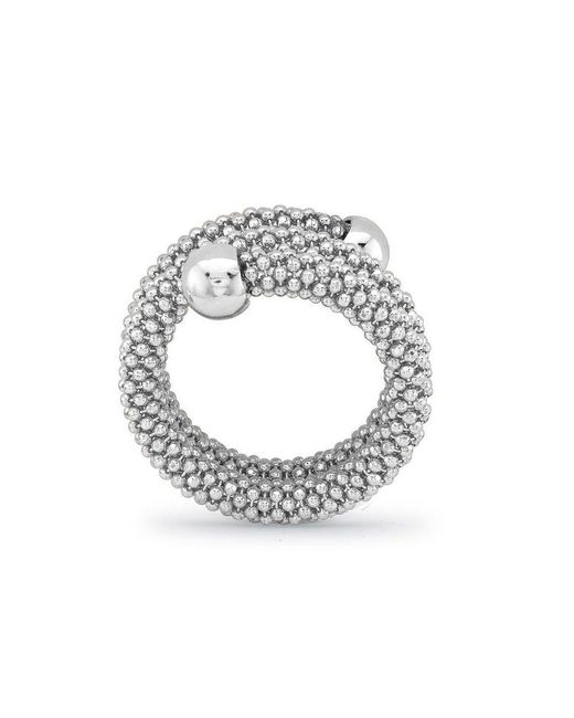 Jewelco London White Sterling Silver Double Wrap Popcorn Fashion Ring