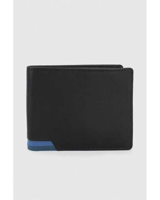Steel & Jelly Black Leather Wallet With Contrast Details for men