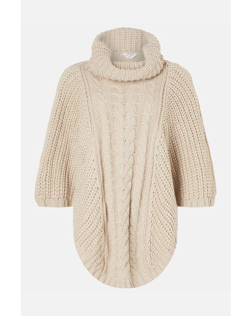 Accessorize Natural Cable Knit Poncho