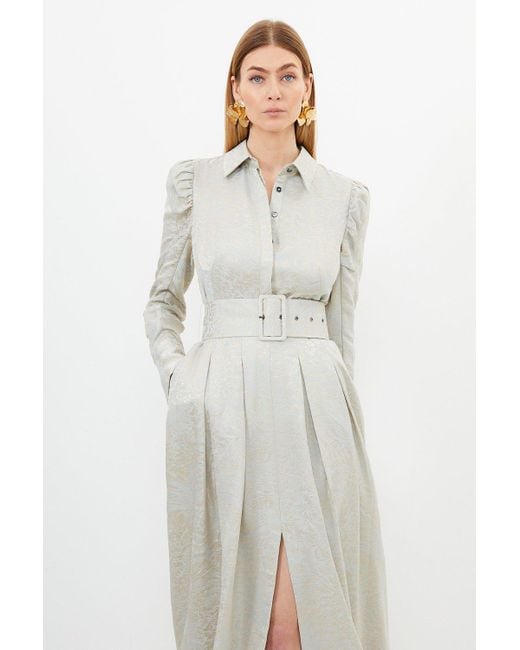 Karen Millen White Jacquard Woven Midi Dress