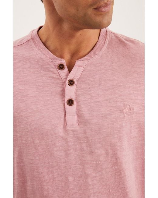 Mantaray Pink Slub Y Neck T-shirt for men