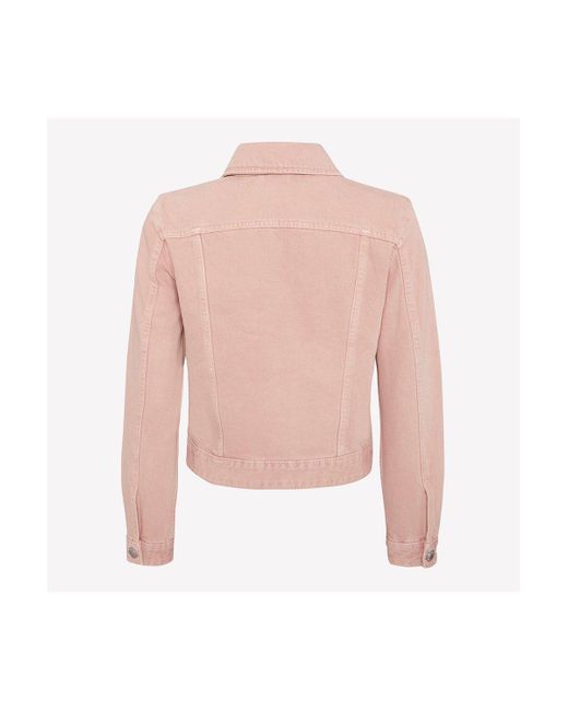Red Herring Pink Cotton-blend Cropped Denim Jacket