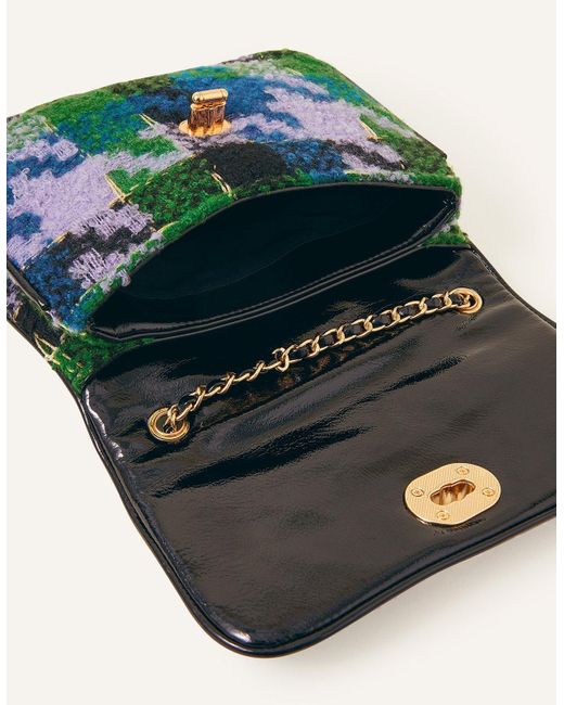 Accessorize Green Tweed Cross-body Bag