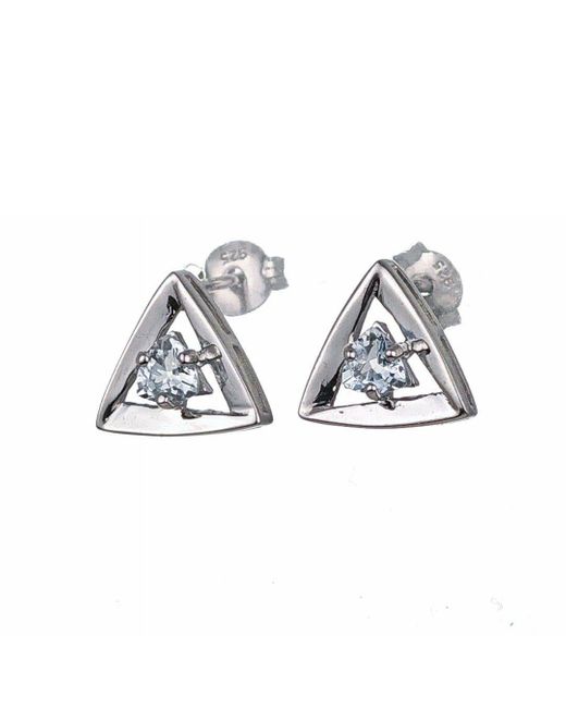 Ojewellery Metallic Aquamarine Triangle Trillion Earrings