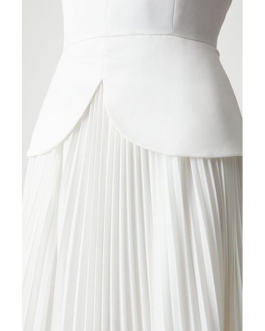 Coast White Pleated Skirt Overlay Bodice Maxi Dress