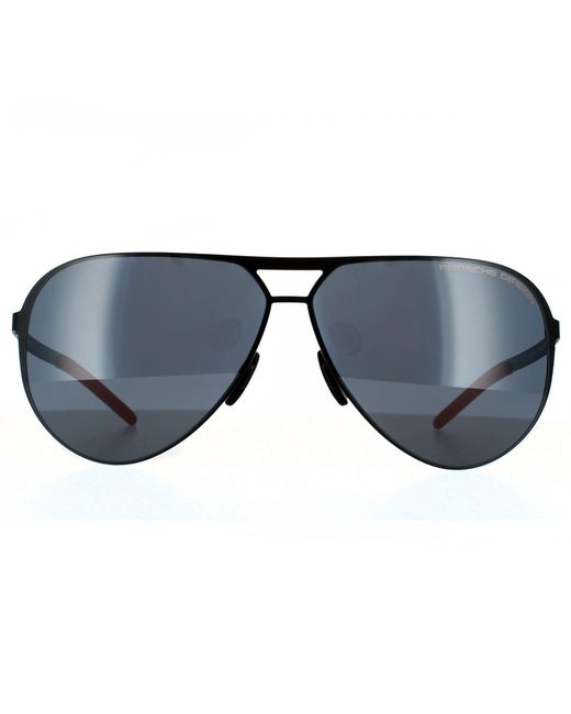 Porsche Design Gray Aviator Black Black Blue Silver Mirror Sunglasses for men