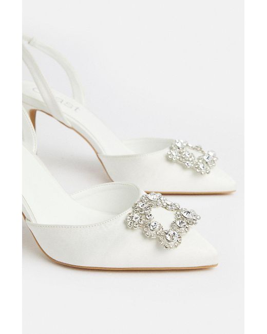 Coast White Bridal Mid Heel Sling Back Shoes