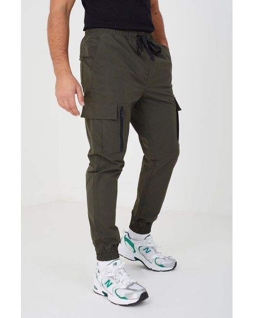 Brave Soul Black 'texas' Cuffed Cargo Trousers for men