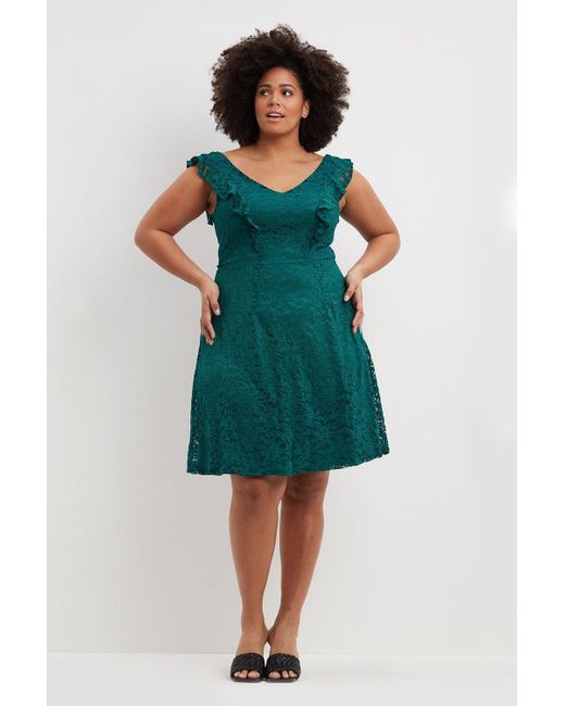Dorothy Perkins Curve Green Sleeveless Stretch Mini Dress
