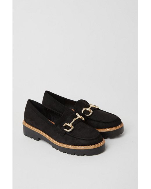Faith Black : Nadia Snaffle Detail Contrast Stitch Loafers