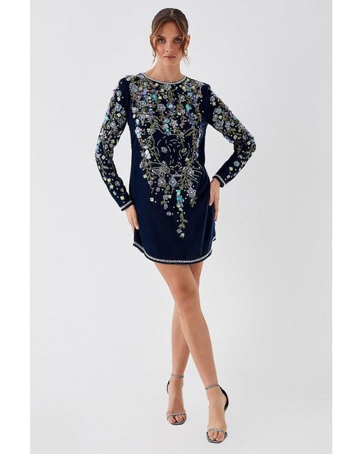 Coast navy velvet outlet dress