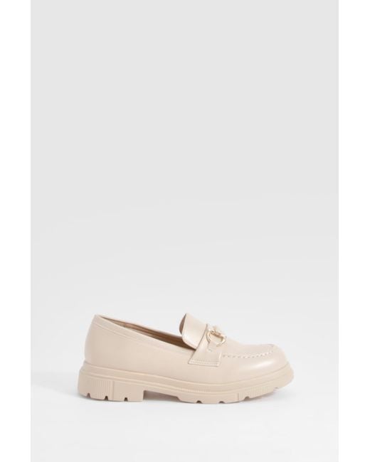 Boohoo Natural T Bar Chunky Loafers