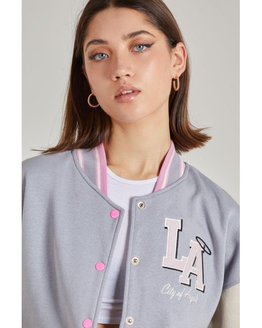 Pink Vanilla Gray Varsity Baseball Jacket