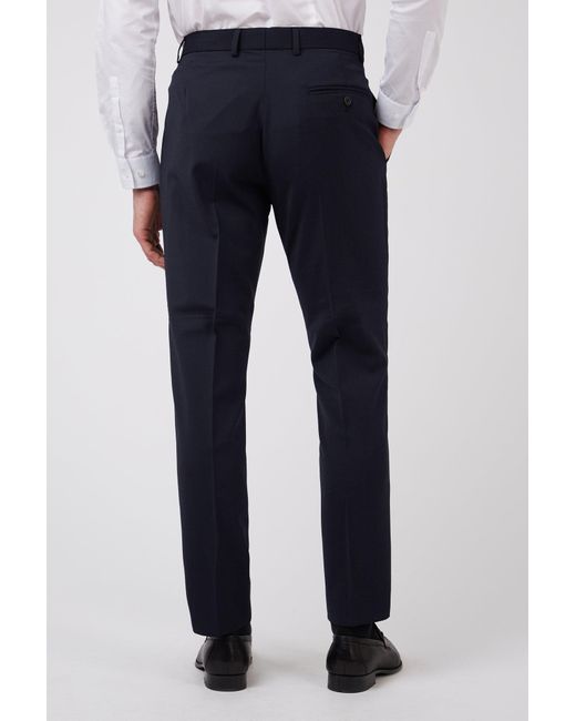 Racing Green Blue Panama Suit Trousers for men