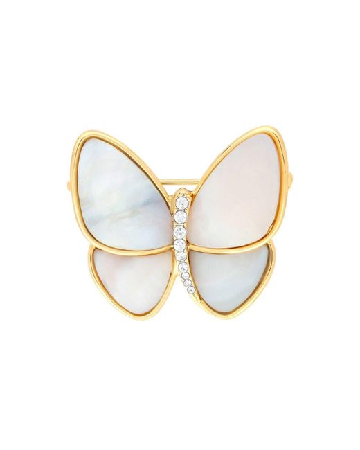 Jon Richard Black Gold Plated Mother Of Pearl Butterfly Brooch - Gift Boxed