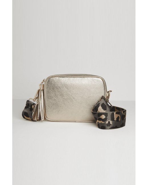 Betsy & Floss Natural 'verona' Crossbody Tassel Bag With Leopard Strap