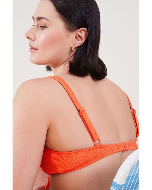Accessorize Orange Crinkle Bunny Tie Bikini Top