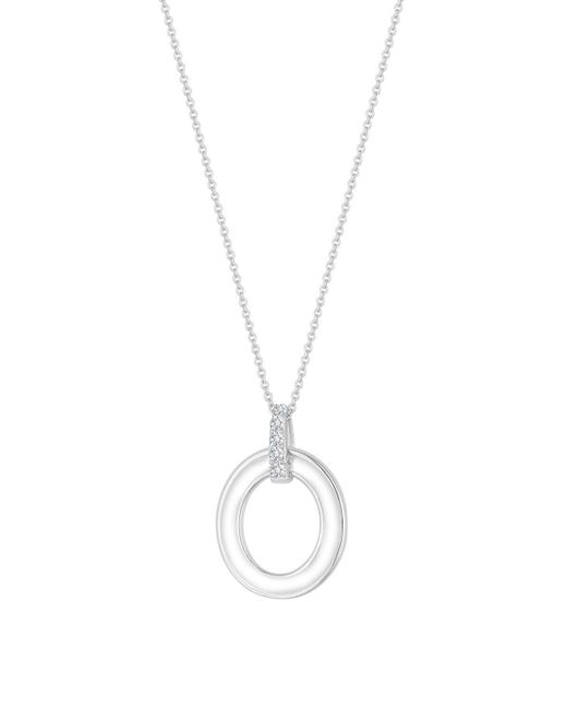Simply Silver White Sterling Silver 925 Polished Oval Link Drop Pendant Necklace