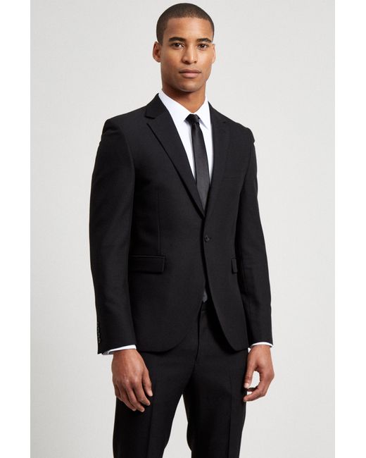 Burton Super Skinny Black Bi-stretch Suit Jacket for men